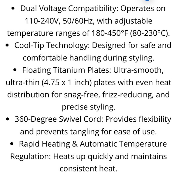 Royale Brilliance Touch Collection Titanium‎ Plate Cool-Tip Hair Straightener. main image 7